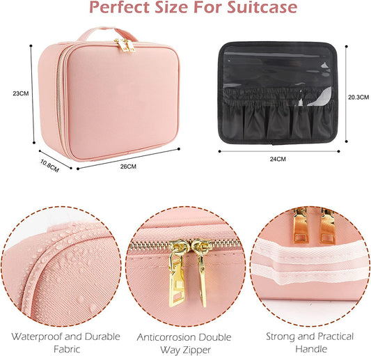 Large capacity LED mirror makeup bag