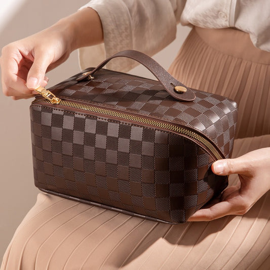 Checkered Makeup Bag
